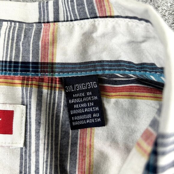 Wrangler Shirt Mens 3XL Blue Red Striped Long Sleeve Western Cowboy Rancher - Picture 6 of 10